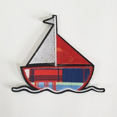 가온로그 DIY 와펜 자수패치 열접착시트 부착 돛단배 자수와펜