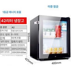 소형 냉장고 잠금장치 유치원 식당 음료 보관 미니 냉장 진열장, 42L 이중 잠금장치 포함, 기본 색상