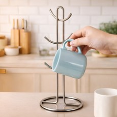 라이크토브 머그컵 거치대 스텐 건조대, 1개, 실버