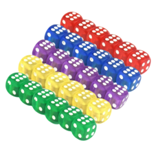 퍼니토이 투명주사위 5가지색상 혼합 30P 50P, 5가지색상30P, 1개