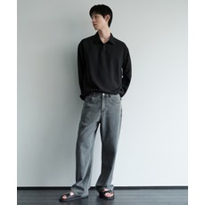 무신사 스탠다드 린넨 라이크 와이드 데님 팬츠 그레이 498157