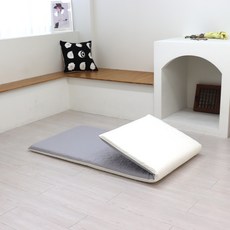 부드러운 고밀도 멀티싱글 1인 양면사용 두꺼운 요매트 3단 바닥요 손님용매트 까는이불 5colors, 화이트-그레이 양면