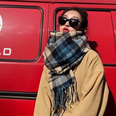 #322003 脖圍 英倫格子頭巾 秋冬保暖頭巾 拼色頭巾 女生頭巾 頭巾 百搭頭巾 披巾