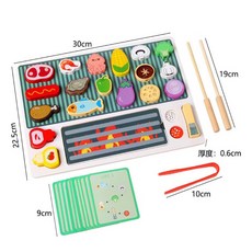 木頭水果糖葫蘆教具 串串樂配對玩具 水果認知教具, 1個, 木製烤肉教具