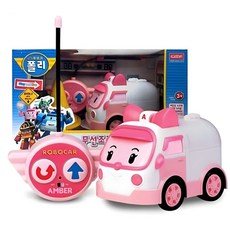4세여아 불빛 사운드 무선조종 핑크구급차 앰버 엠버RC카 사이렌자동차, 1개, 핑크 - 로보카폴리 앰버