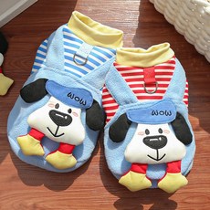 嗨購 秋冬大狗狗寵物刷毛可愛公仔貓咪衣服用品 泰迪比熊金毛柯基, 510馬甲藍條紋,L(胸圍45cm 8, 1個