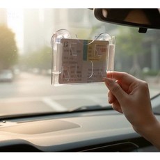 제나디자인 차량용 주차증 케이스 주차카드홀더 흡착식 차량용품, 테이프