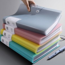 A4 클리어파일 부드러운모서리 서류정리 파일북 60매, 라이트블루