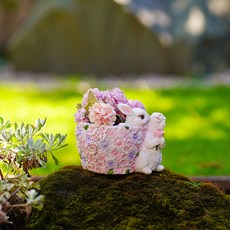 動物卡通戶外花園庭院裝飾多肉花盆 園林園藝兔子擺件 陽臺布置, B款兔子花盆