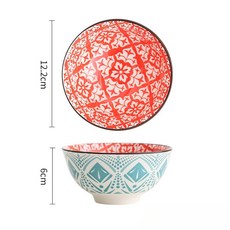 4개 세트 보헤미안 스타일 레스토랑 그릇 세라믹 가정 식기류 가정용 국수 수프, 4 75inch, D