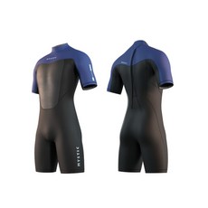 MYSTIC 防寒衣 3/2mm 後拉 短袖短褲 潛水衣 游泳衣 衝浪衣 風帆 溯溪保暖 平針, 藍