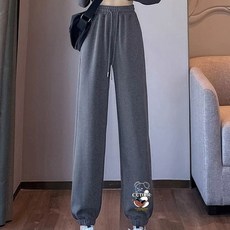 페이준 여성 봄가을 캐릭터 트레이닝 팬츠 하이웨스트 와이드 슬림핏 조거 캐주얼 트레이닝 바지 YJ102235
