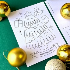 크리스마스 메리트리 쉬운 색칠 엽서 도안 편지쓰기