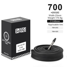 라이더레이스 자전거 이너튜브 700C 18 23 25 28 32 35 43C 로드 사이클링 타이어 48/60mm AV F/V 슈레더 프레스타 밸브 부틸 고무, [01] 25 32C FV 48MM