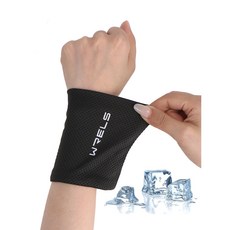 WRELS 통기성 땀흡수 속건 손목보호대 여름 쿨감 쿨링 땀닦이 스포츠 헬스 손목밴드, 1개, 블랙