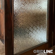 그리드라인 3D 입체패턴 무점착 유리 시트지 200x90cm, 클래식 플라워 패턴