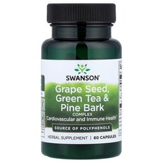 스완슨 Swanson Grape Seed Green Tea & Pine Bark Complex 60 Capsules, 1개