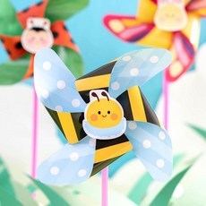 빙글빙글 봄 곤충 바람개비 스티커 만들기, free, 나비