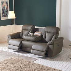 [삼익가구] 크루즈 USB 3인용 전동 리클라이너 가죽소파(양방향), 머드그레이