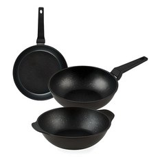 퀸센스 디너 후라이팬 세트 3개, 브라운, 후라이팬 28cm + 궁중팬 28cm + 파티웍 28cm, 1세트