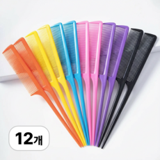 로멀리 파스텔 미용실 꼬리빗, 12개, 혼합색상