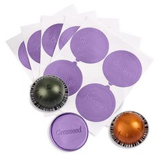 Grasseed 네스프레소 버츄오라인 캡슐과 호환되는 커피 포드 재사용 알루미늄 호일 뚜껑 - 100개/퍼플 272039