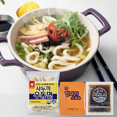 [슈퍼맘푸드] 천일 사누끼 우동면 (개별포장) + 가쓰오부시 소스 + 후레이크 스프 ( 간편 우동 세트 구성 ), 230g, 5개