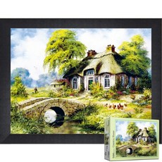 퍼즐피플 풍경 랜드마크 500피스 직소퍼즐, 시골집 500피스 액자포함(우드블랙), 퍼즐유액 포함, 1개