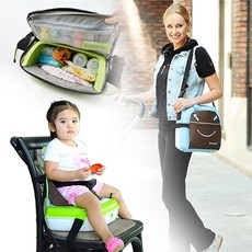 아이디어 기저귀가방 일반형 부스터 의자변신 안전벨트 고정클립 카시트 넉넉한수납, 블루