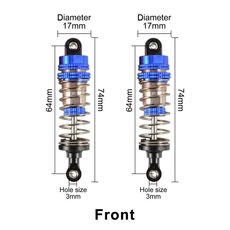 RC 알루미늄 합금 금속 오일 충격 흡수 장치 조정 가능한 댐퍼 1316 Wltoys 용 CNC 업그레이드 부품 144001, 02 blue-front