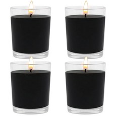 할로윈 호박을 위한 오렌지 보티브 캔들 4개 세트 저녁 식사 파티 홈 데코레이션 및 DIY를 투명 유리 충전 무향 대두 왁스, Black, 1.8oz/ 4 Packs
