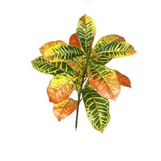 인공 크로톤 식물 나무 색상 잎 가짜 단풍 결혼식 집 사무실 장식, [08] 15 leaves yellow, 1개