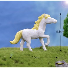 spg 隨草憶境 仿真駿馬小馬模型 (4款) 微景觀盆景裝飾PVC公仔動物模型，黑馬白馬棕馬多款可選，打造生動場景, 1個, 單入（黃鬃白馬）
