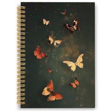 XPH 빈티지 플로럴 문 나선형 노트북 다크 코티지코어 여성용 식물성 꽃 일기 노트 160페이지 5 5 x 8 3인치 달 선물용 플로럴 에스테틱 하드커버 저널, Vintage03