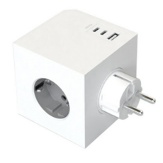 번개표 고속충전 고용량 콘센트형 뉴 큐브 멀티탭 3구 E37, 11.6cm, 에션셜 화이트, 1개