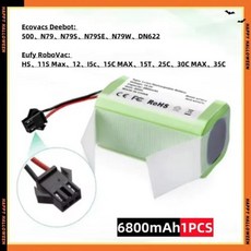 Eufy RoboVac 하이브리드 엣지 로봇 진공 청소기 액세서리용 배터리 15C 15T 25C 30 30C 35C MAX G10 G15 G20 G30 14.4V 4000mAh, 4) 6800mAh, 없음