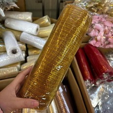 聖誕裝飾絲帶 9米長 26cm寬 網紗綵帶 DIY佈置蝴蝶結, 1個, 金