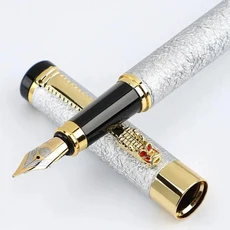 1개 금속 스크럽 펜 이리듐 팁 중간 크기 0.5mm 사무실 학교 학생용 남녀 일상 필기용 최고의 만년필, 01 1 pc Light grey, 01 에프