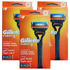 질레트 퓨전 5 면도기 핸들 + 면도기날 2개입, 3세트