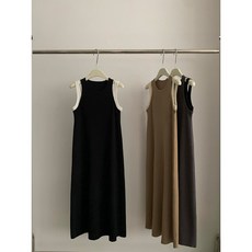 Yellwel 여름용 중간 길이 민소매 홀터넥 원피스 시원하고 편안한 디자인 DJP