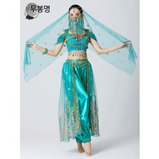 벨리댄스 여성 코스튬 무대의상 할로윈 파티 자스민 공주 코스프레 이국적 디자인