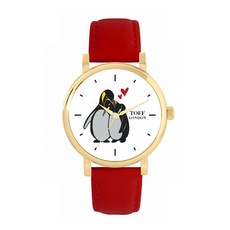 Toff London 토프 런던 TLWS-47372 레이디스 발렌타인 펭귄 포옹 시계 643585
