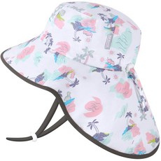 Duoyeree 자외선 차단 유아용 햇빛 차단 모자 - UPF 50+ 아동용 해변 및 여름 모자 - 남아 및 여아용 넓은 챙 모자 1b3-로즈, 5-12 Years, 1b9-dinosisland