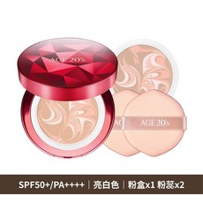 AGE20's 輕透光潤色素顏粉餅 SPF50+ PA++++, 1個, 正裝 緋紅逆時光澤爆水粉餅(1殼+2芯)