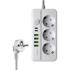 2PD+4USB멀티탭 콘센트 과부하 차단 절전 멀티탭 고용량, 1개, 흰색-3구, 2m