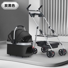 《小日子家居館》寵物推車 狗狗貓咪手推車 外出小型寵物犬車 輕便 摺疊便攜, 1個, LH009黑X|升級加固+鋁合金可分提籃