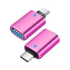 台灣公司現貨/Type-c轉USB轉接頭OTG/OTG轉接頭/手機轉USB/type c接usb/平板接鍵盤, 1個, 玫紅Type-c OTG轉接頭（帶燈款）