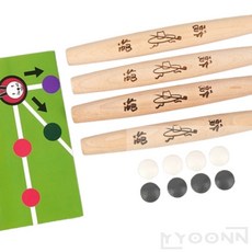 유니상점 윷놀이 전통놀이세트 게임 명절윷, 1개, 네추럴우드, 5세