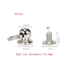 세트 합금 리벳 스크류 공예 지갑 가죽 아연 스터드 10 크로스 바디 체인, Silver, 1개