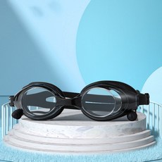김서림방지 귀마개 일체형 수경 물안경+보관케이스, 블랙, 1개